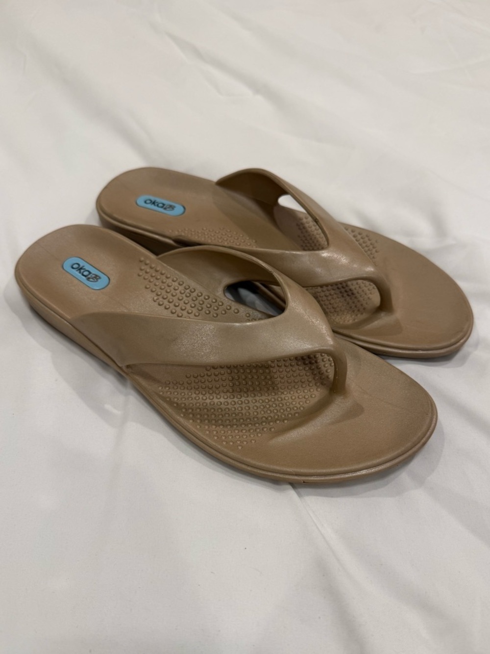 OKA-B Elle Flip Flops in Chai - Size Large (9.5-10.5)
